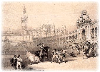 La plaza de toros de Sevilla, por David Roberts