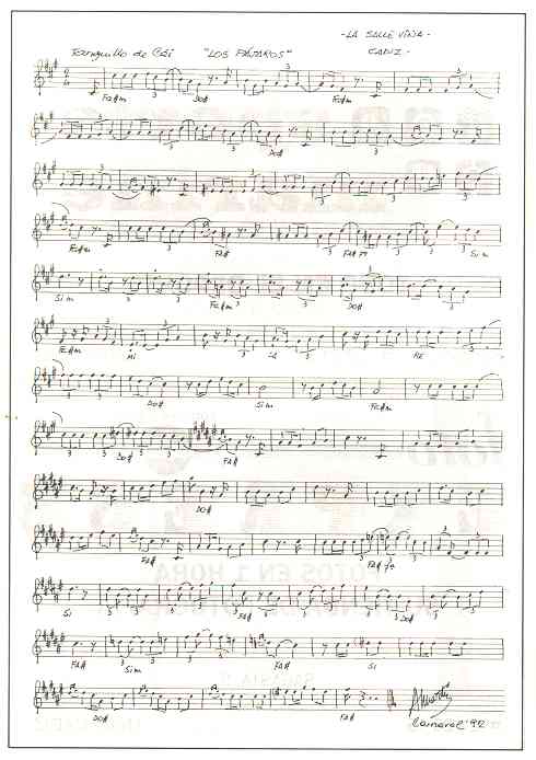 Partitura de la msica del tango de "Los pjaros"
