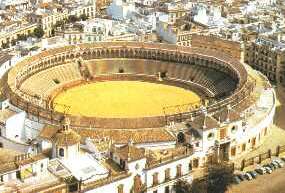 La plaza de la Maestranza, vista desde el cielo de Sevilla